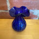 Vintage Cobalt Blue Glass Bowl Vase with Corolle Neck #E026