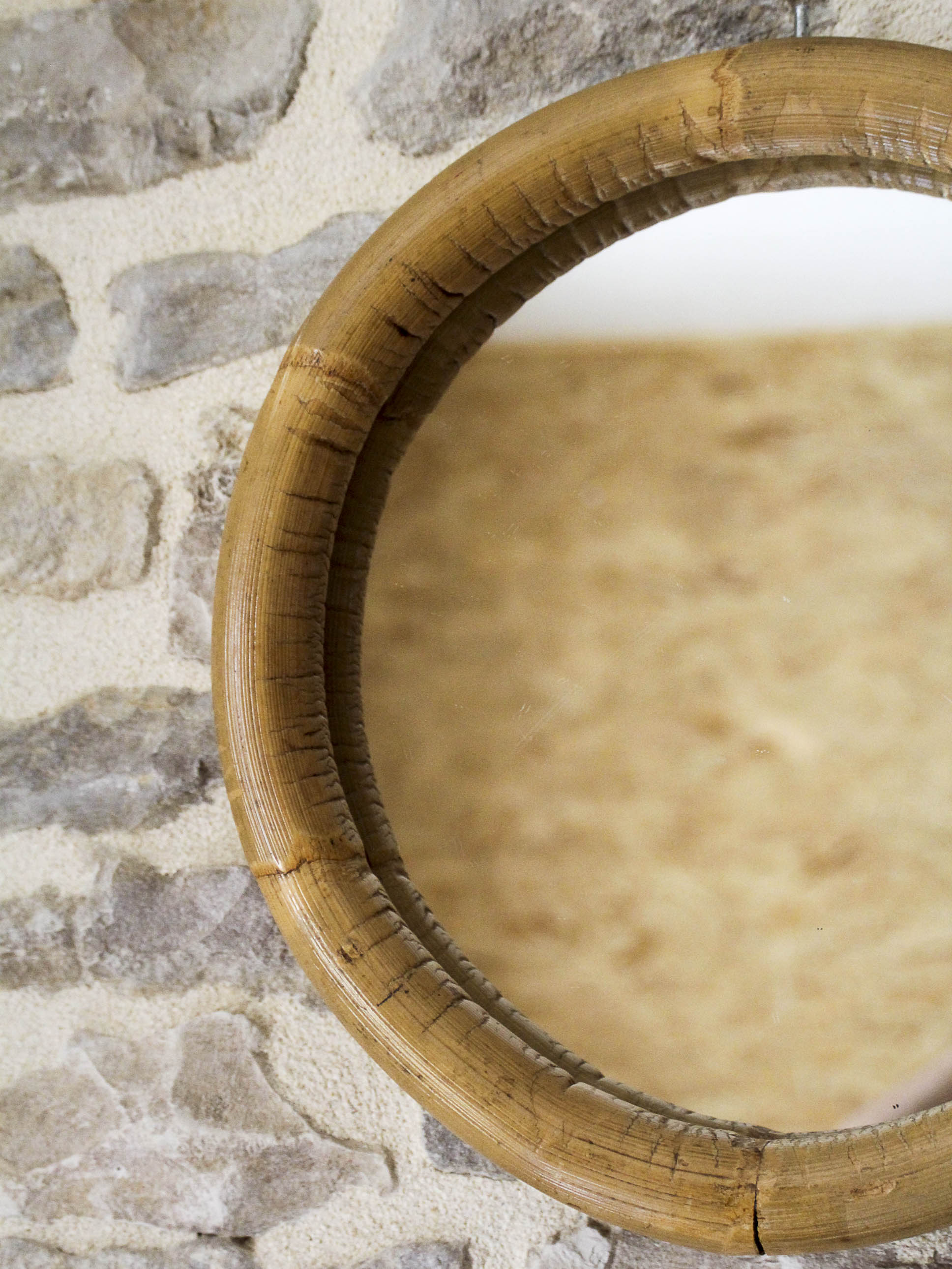 Round bamboo mirror 32cm