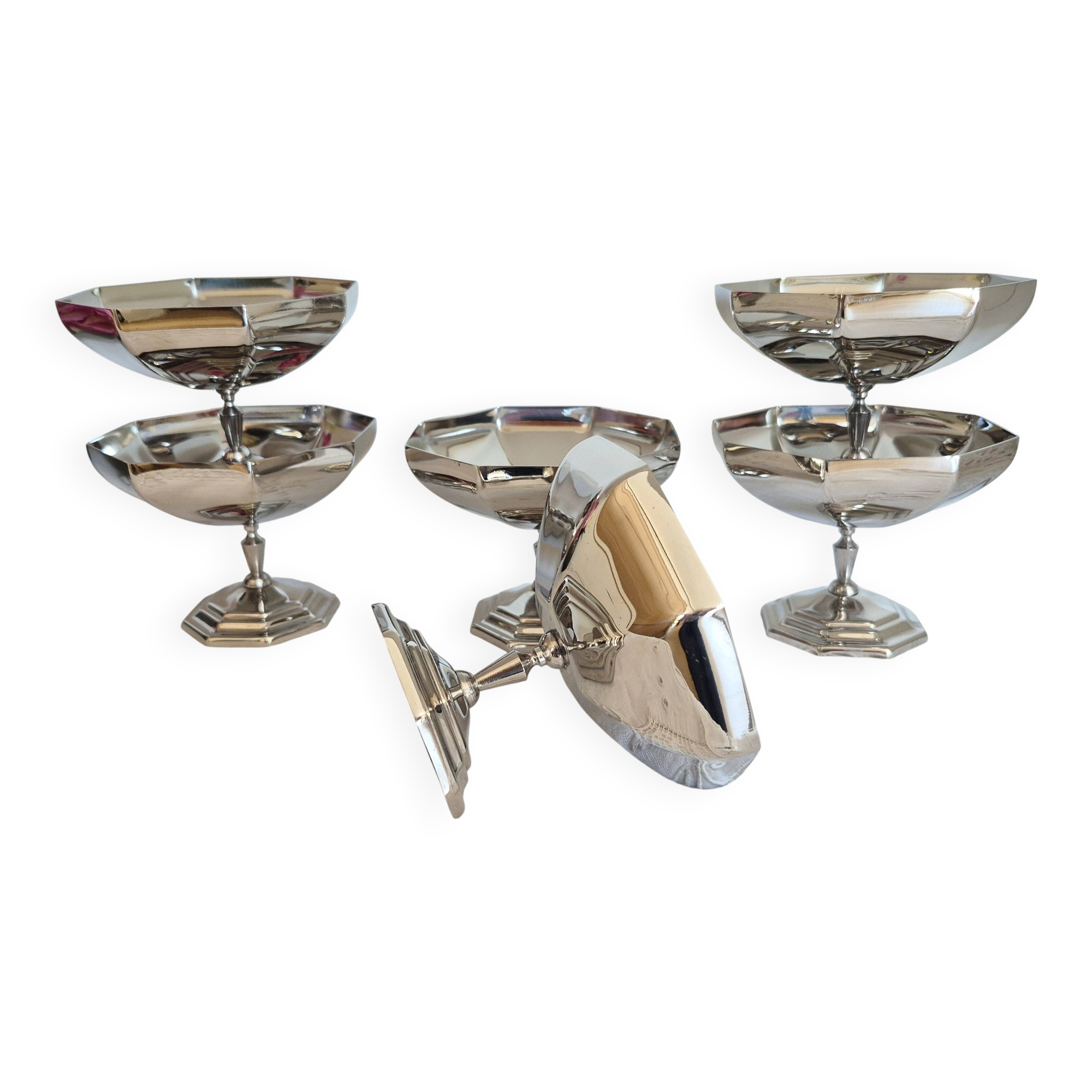 Stainless steel ice cream cups, hexagonal shape (ref2)