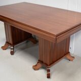 Rectangular table in solid mahogany and plated 1930/1940