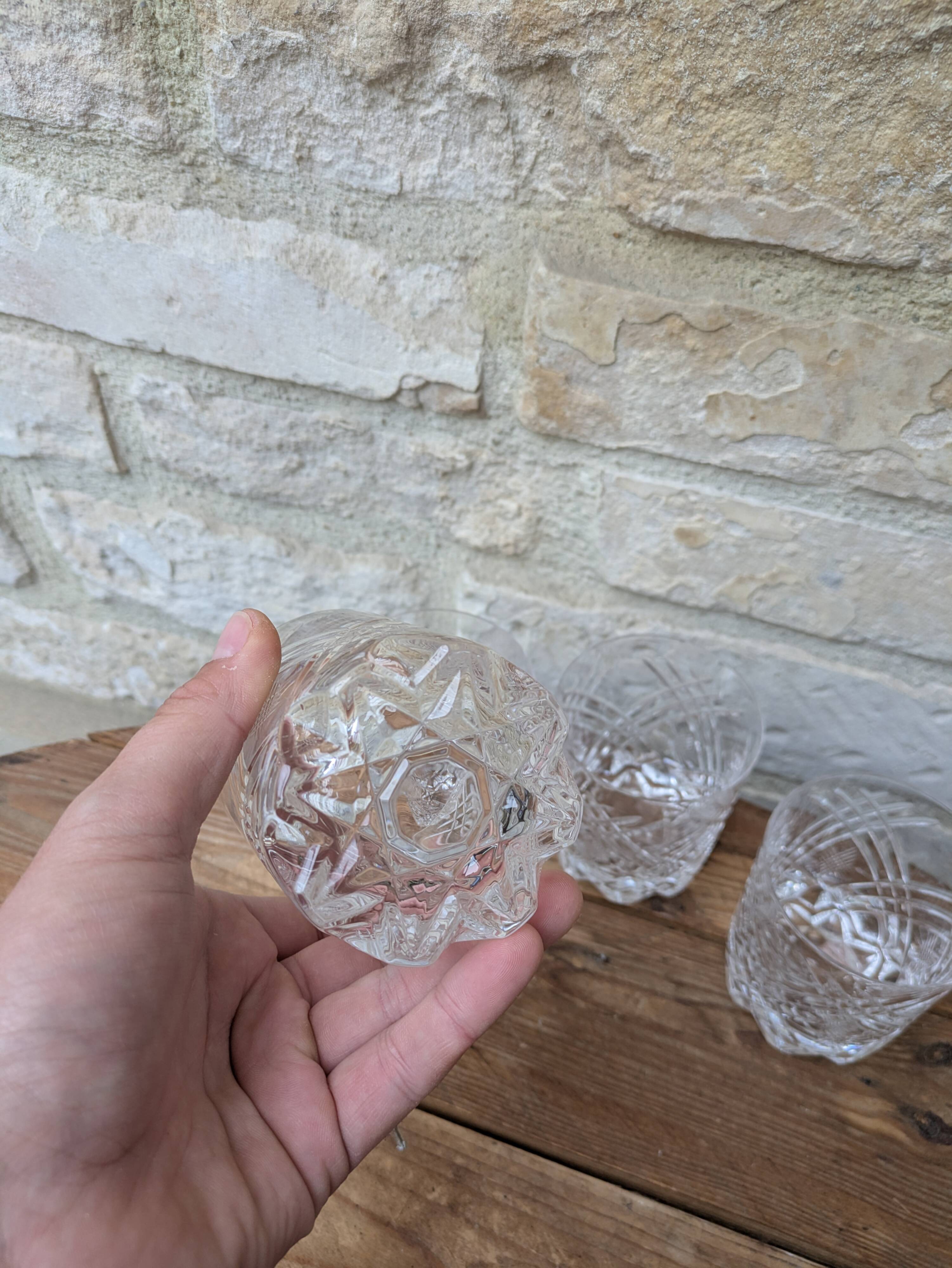 Set of 4 cut crystal whisky glasses from Cristal de Vannes