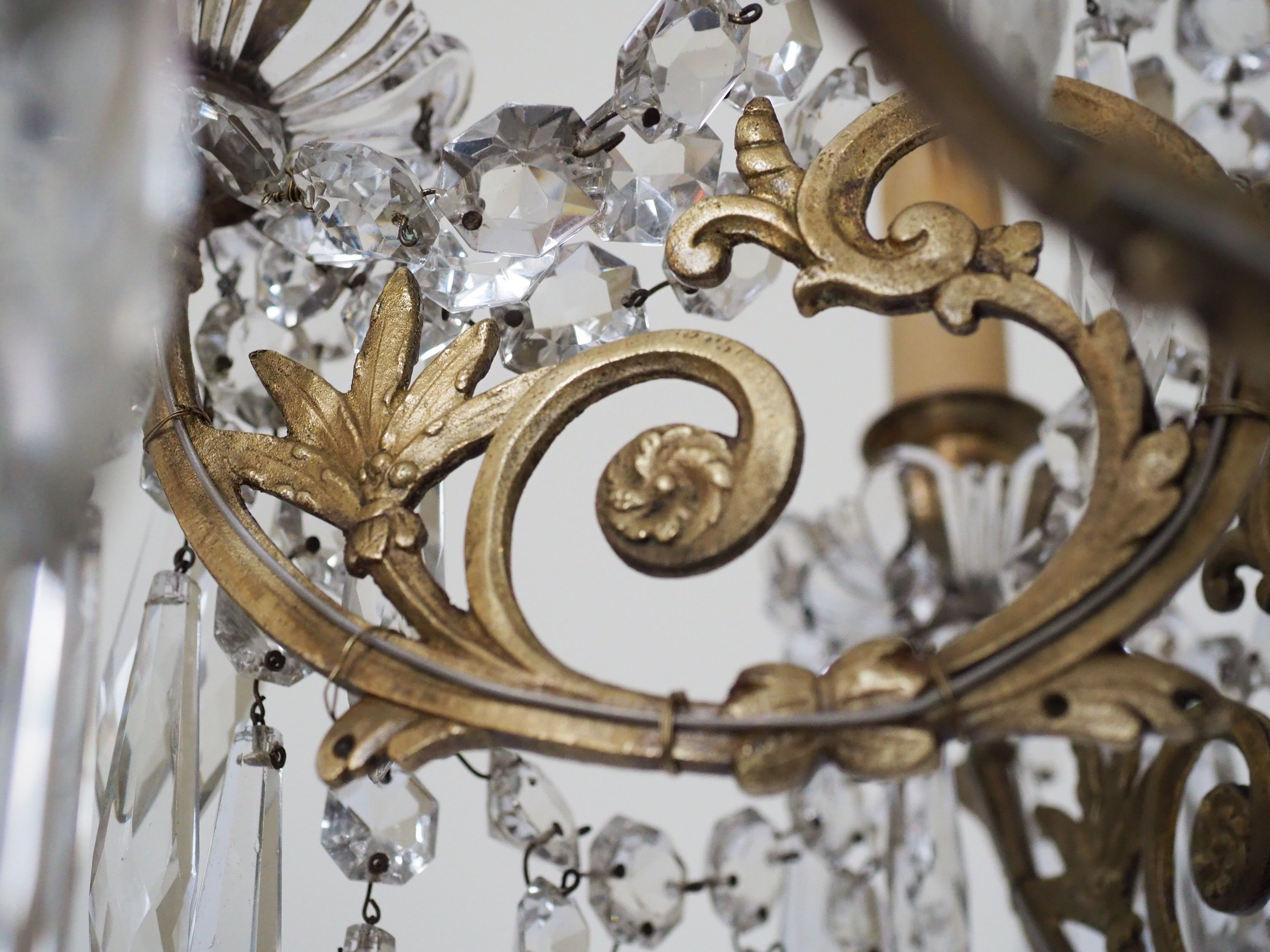 Napoleon III chandelier with crystal pendants, signed Portieux 19th century