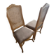 Four antique chairs in classic style with caning and upholstery.