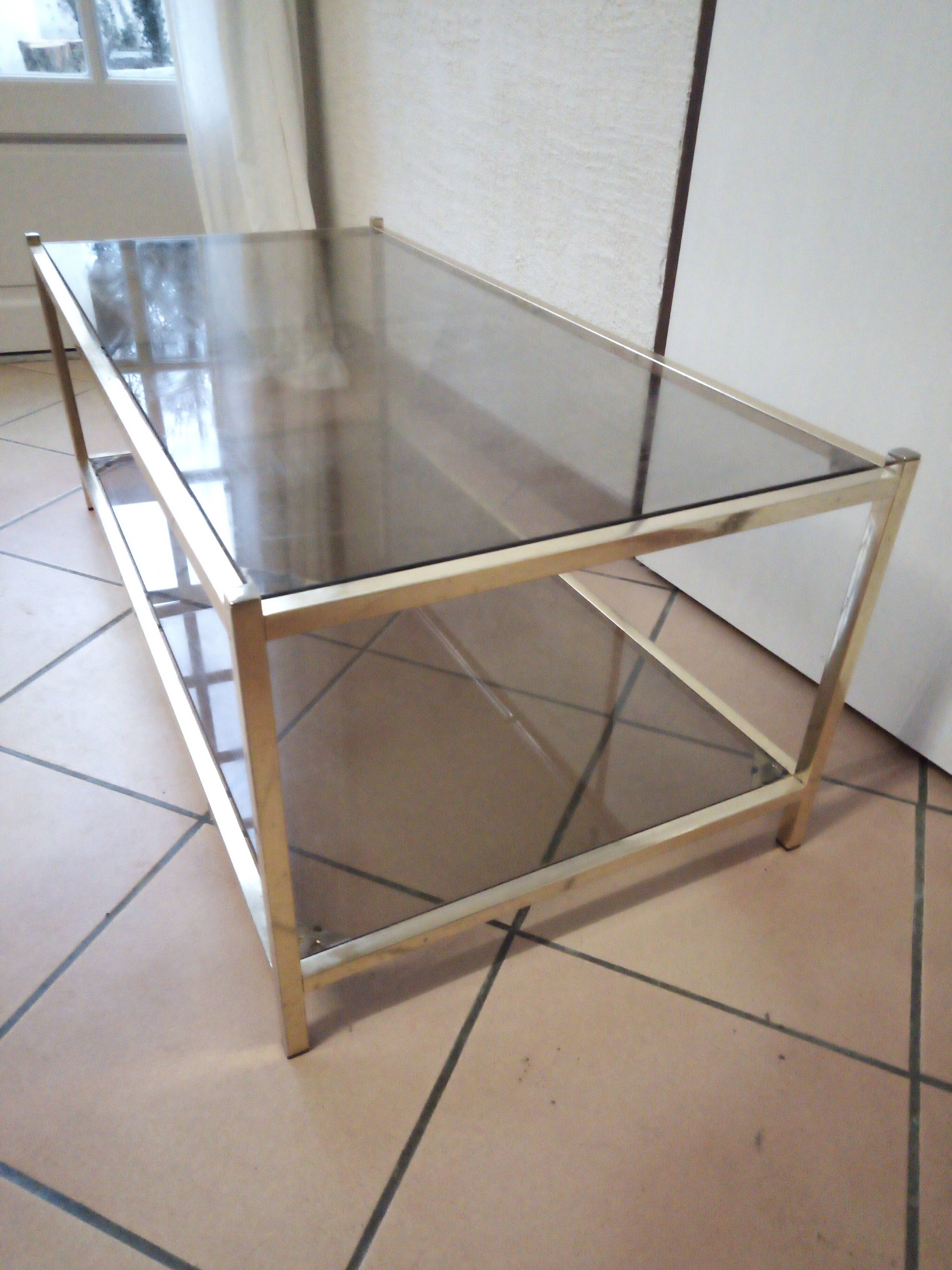 Brass coffee table and smoked glass