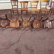 Set of 16 mismatched wooden bistro chairs - vintage - luterma