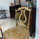Old Lyre Ballroom Chair, Gilded Wood, Old Tapestry