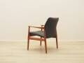 Lounge chair by Grete Jalk, solid teak frame, black leather upholstery, Denmark, 1970s
