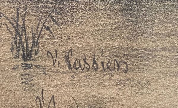 Tableau dessin ''Sous bois'' par Victor CASSIEN (1808-1893) + cadre