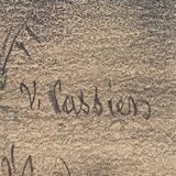 Painting drawing "Underwood" by Victor CASSIEN (1808-1893) + frame