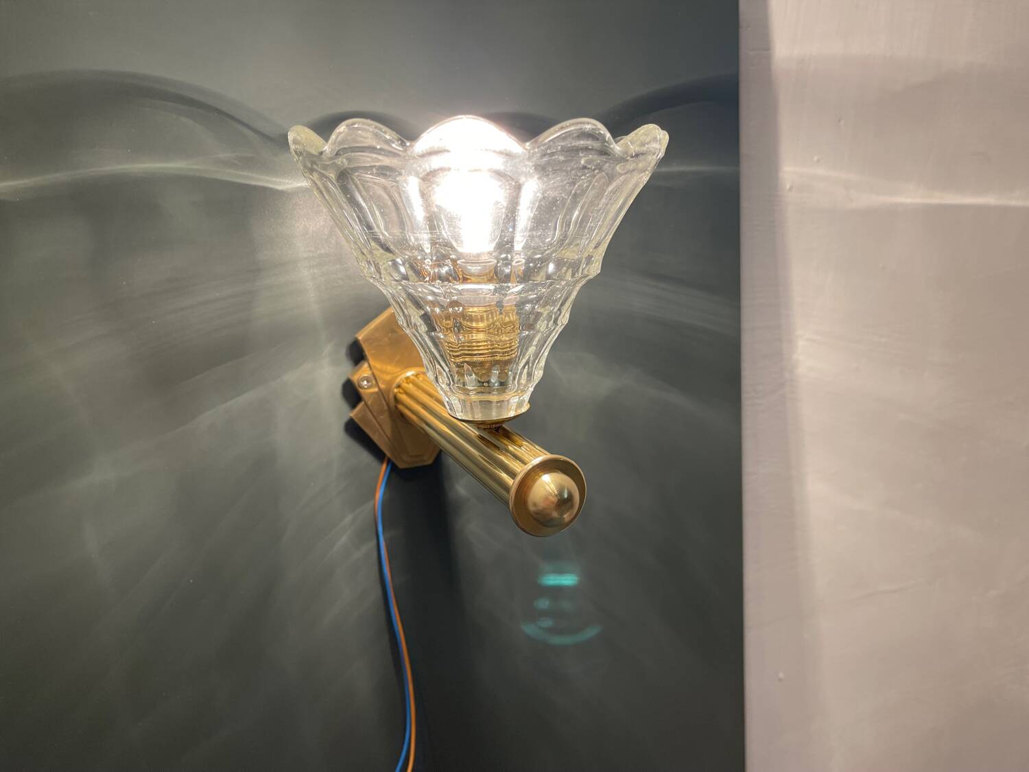 Murano Glass Brass Sconces Set of 2 1960’s