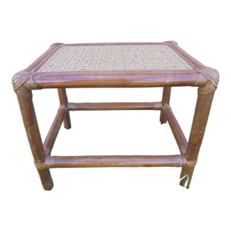 Small rattan side table end of sofa