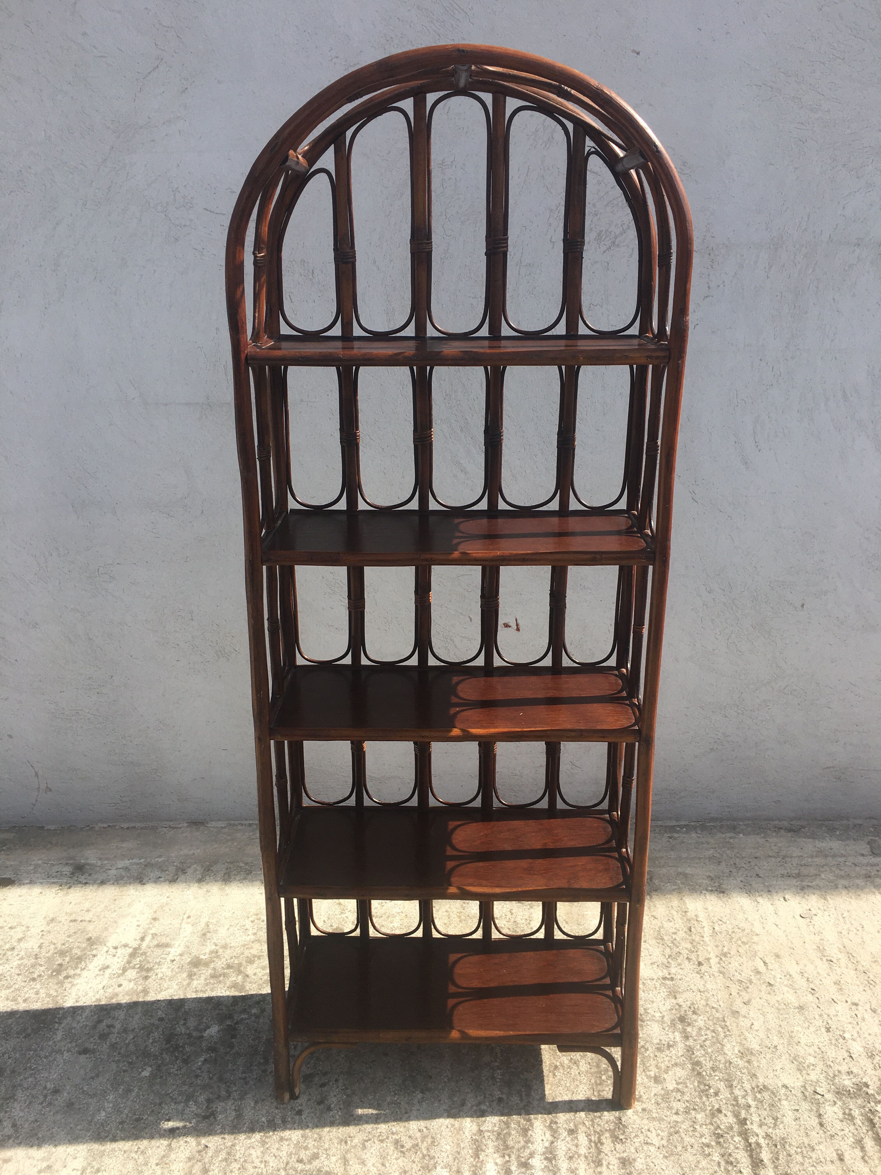 Vintage rattan and bamboo shelf