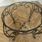 Table baroque en verre et fer forgé