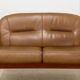 vintage camel leather and wood 2-seater sofa – 1970s