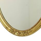 Miroir ovale doré Deknudt style Hollywood Regency