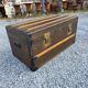 Old travel trunk in oilcloth