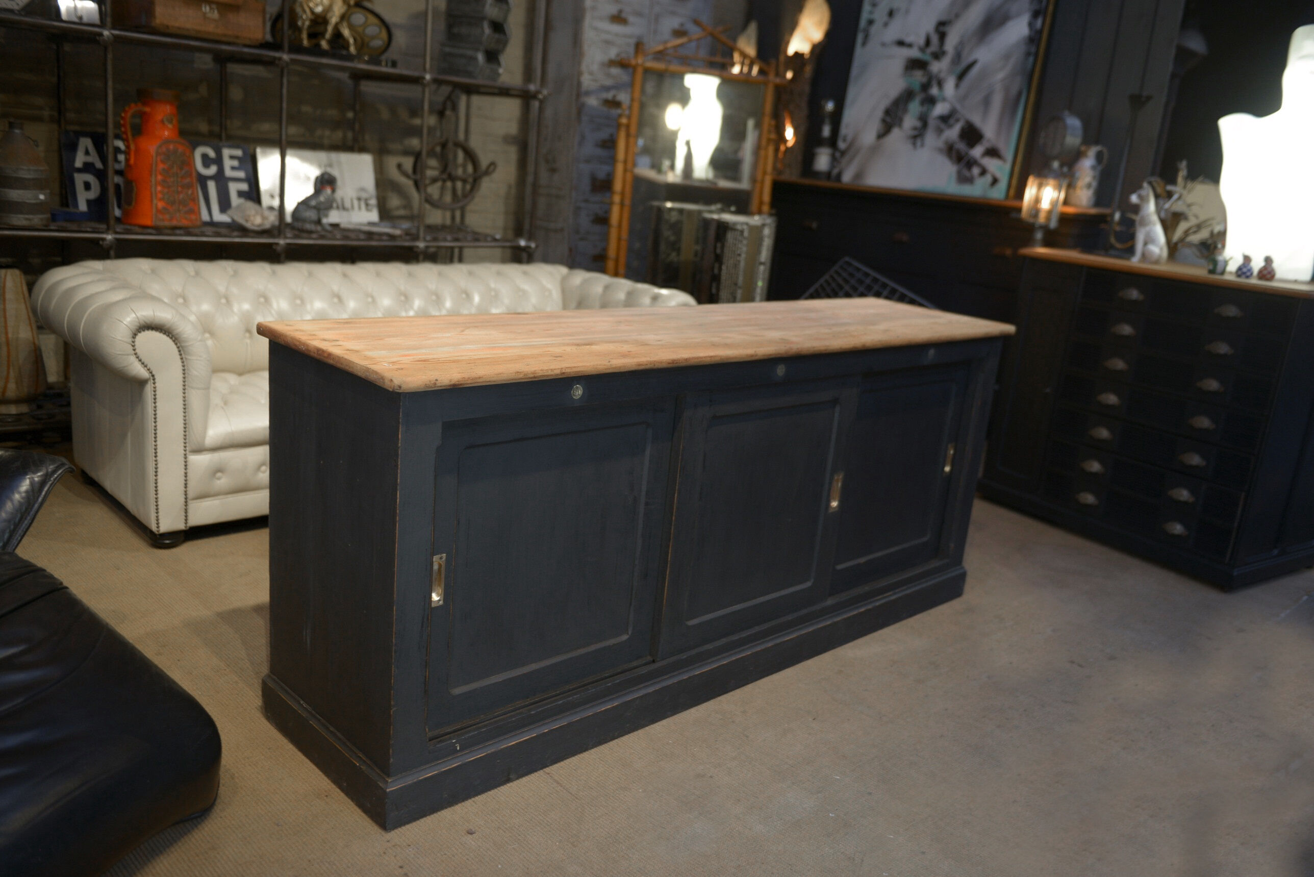 Low cabinet with sliding doors in fir 1930