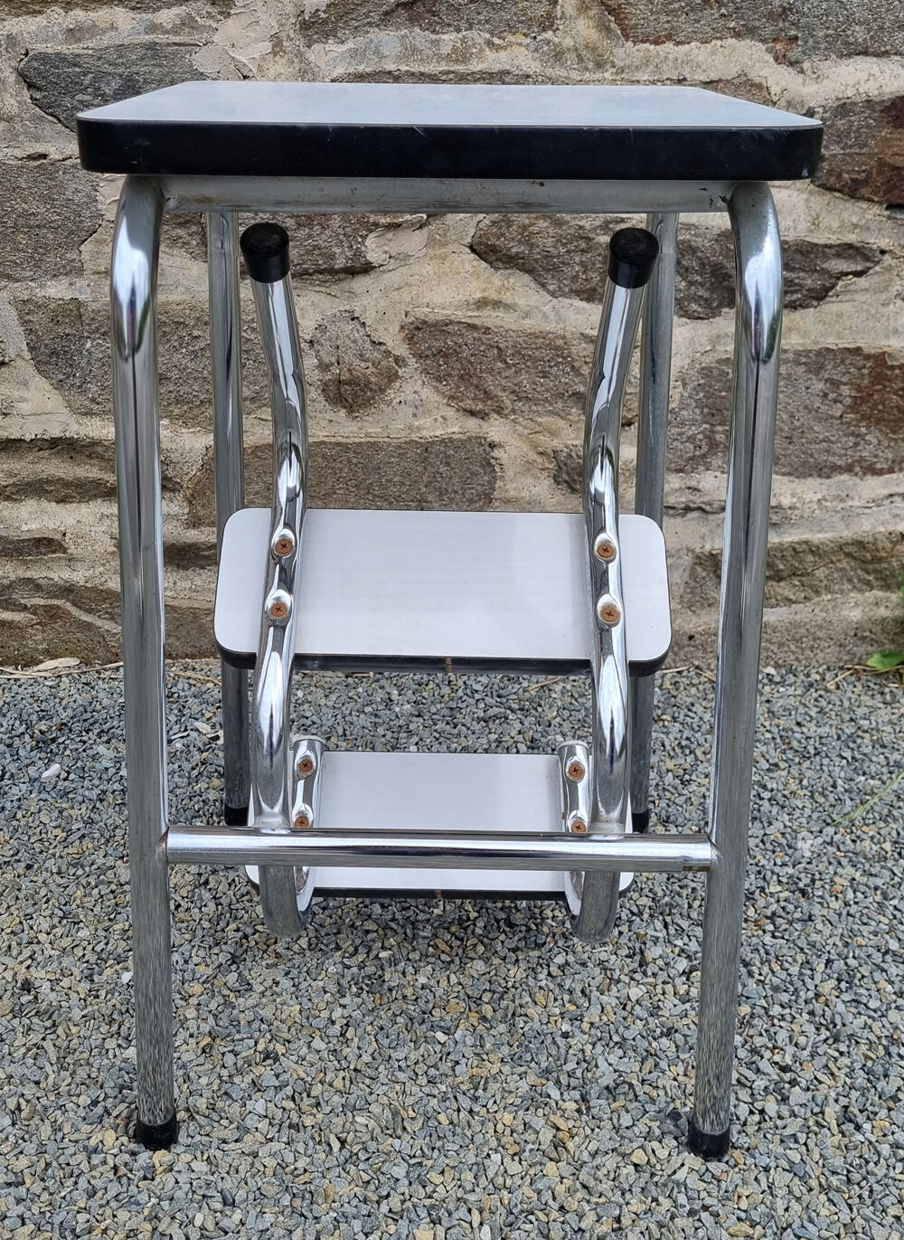 Walking stool feet formica white, 70s