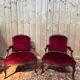 Pair of armchairs from the Louis XV period – Carved wood, burgundy velvet