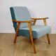 Fauteuil vintage loft années 70 bleu clair