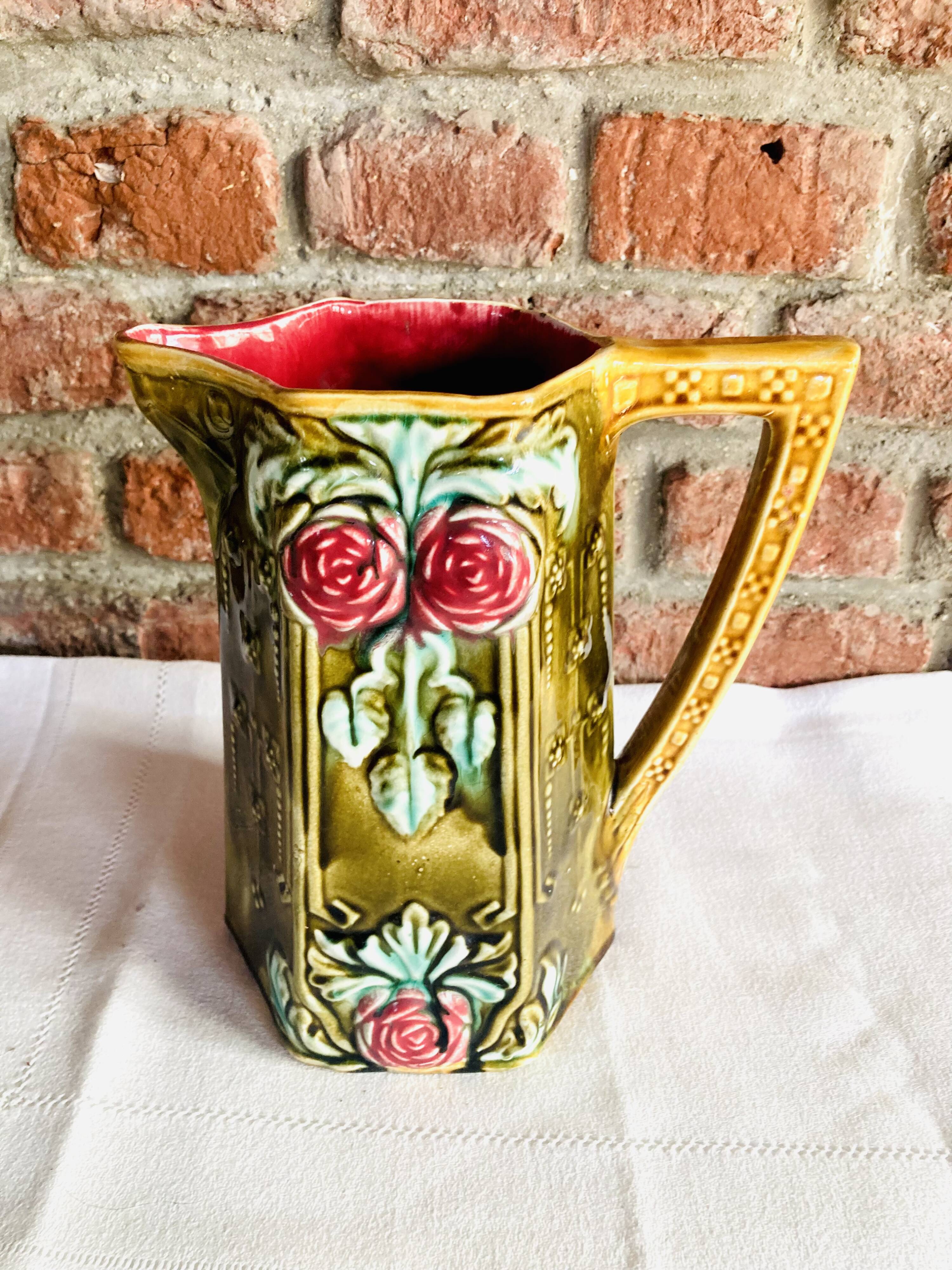 Vintage slip pitcher vase