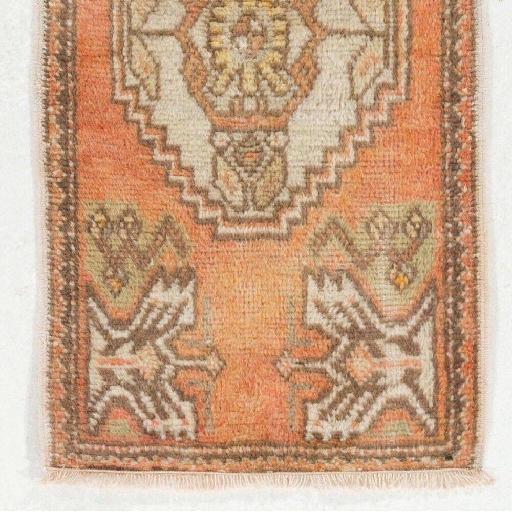 Vintage Small Rug. Turkish Seat Cover. Hand-knotted Door Mat. Entryway Rug. Kitchen Mat