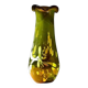 Free-form olive green art glass vase by Gyula Budveszel, Hungary, 1990s