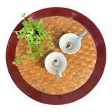 Ancient Asian tray in wicker and wood