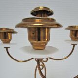 Pair of brass and three-pointed stone candelabra candle holders early twentieth century