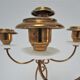 Pair of brass and three-pointed stone candelabra candle holders early twentieth century