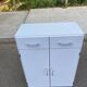 Vintage white wooden bathroom furniture — Chrome legs 70s design