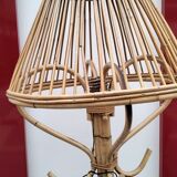 Lampadaire avec porte manteau rotin vintage