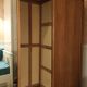 Vintage oak wardrobe with mirror with two sliding doors, France 1960s