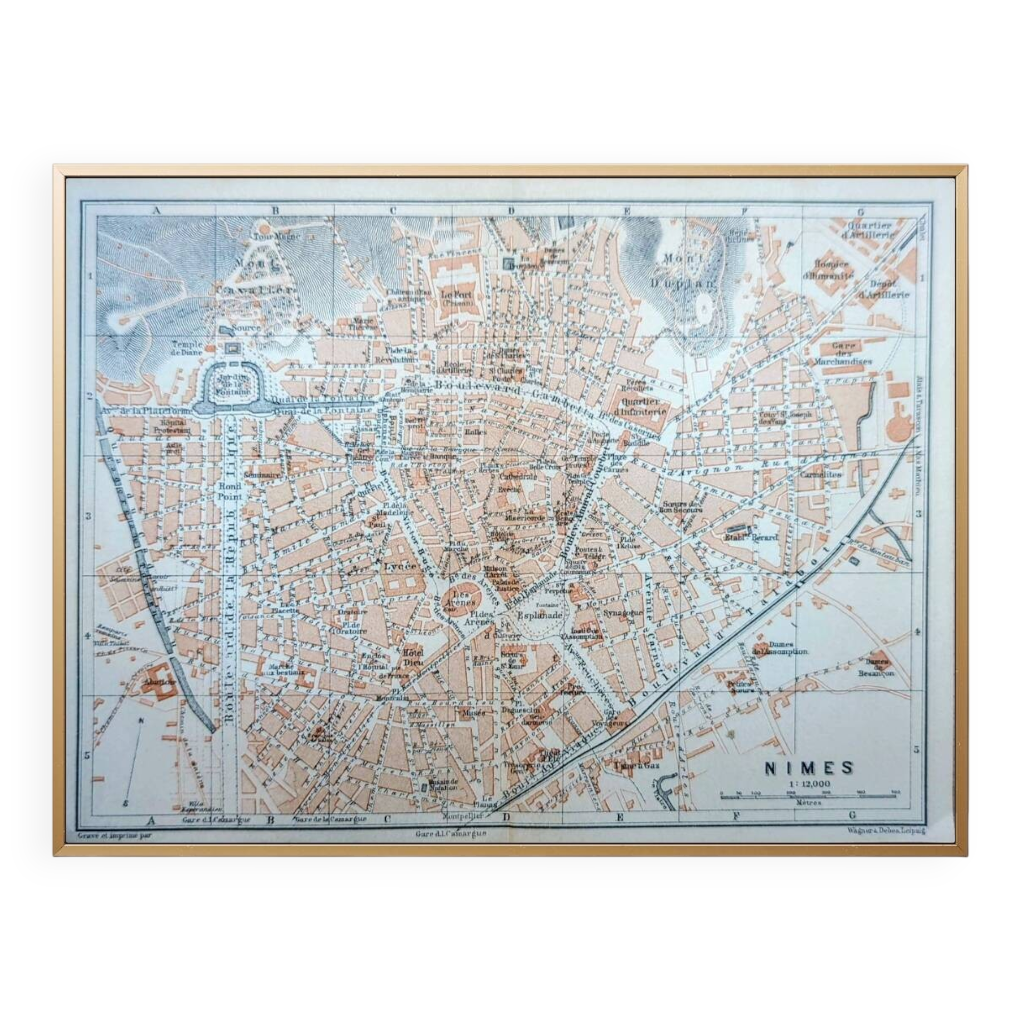 Nîmes, Gard, original plan printed in 1906.
