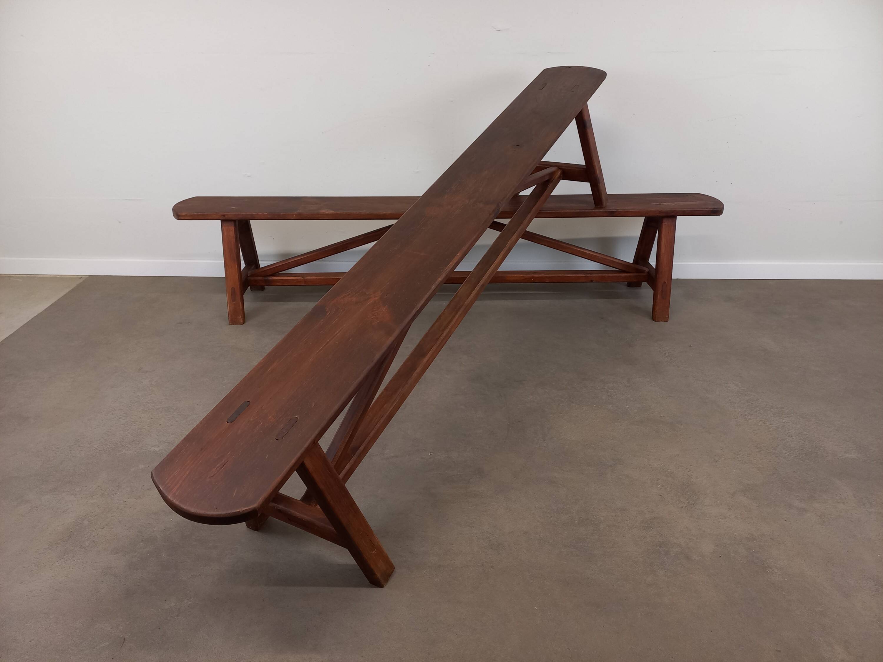 Pair of rustic benches 220 cm