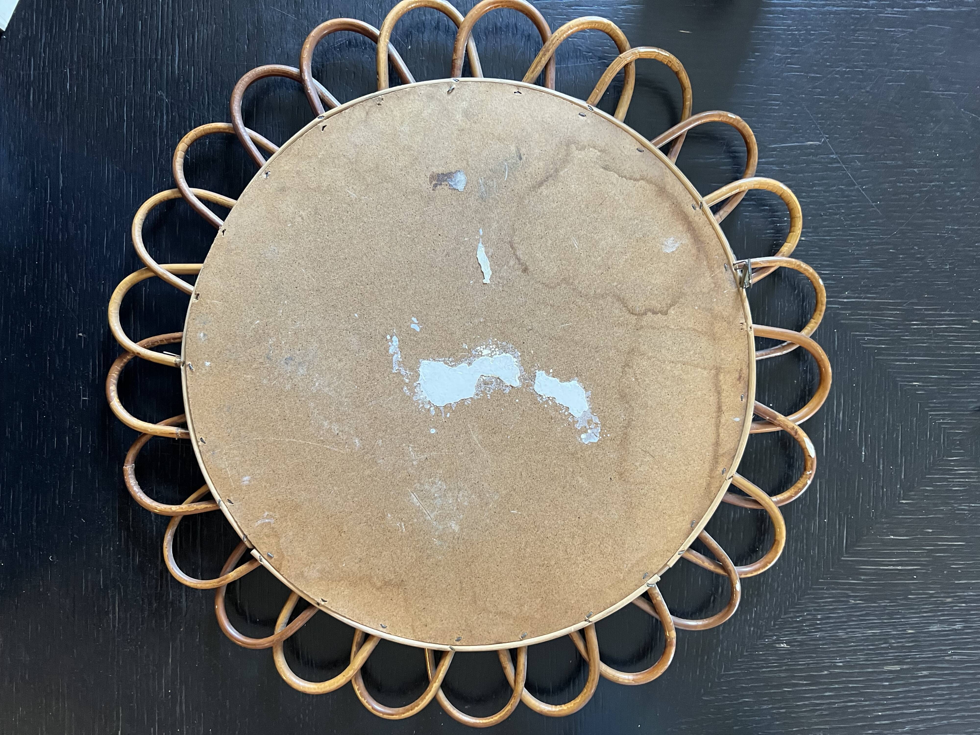 Vintage rattan sun mirror – large model 50 cm