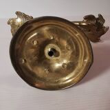 Bougeoir / chandelier / candélabre ancien vintage en laiton doré 2 bougies