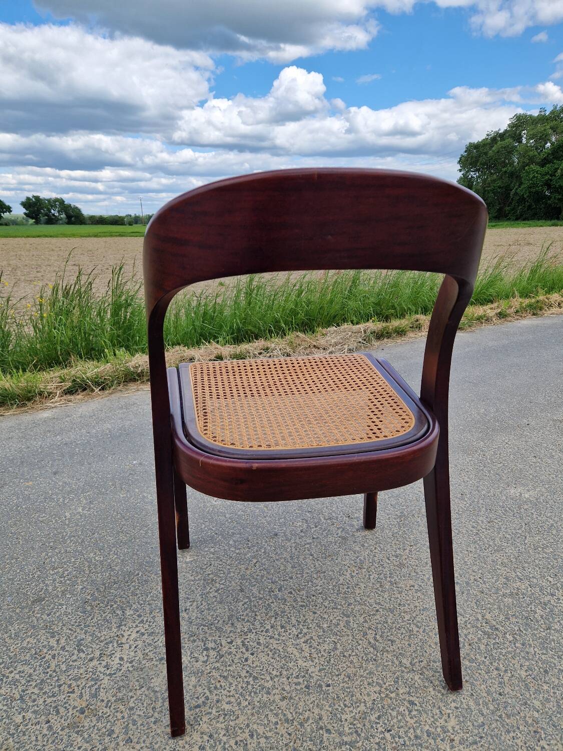 Baumann gondola chair in wood and cane