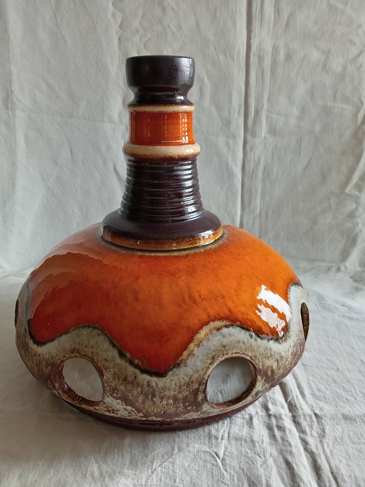 Vallauris style terracotta pendant light, 1970s