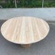 Scandinavian round dining table with a central base, stripped, made of solid raw wood, 90.