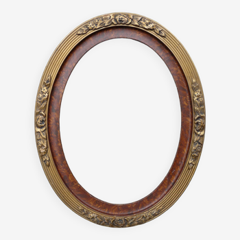 Old art-deco oval wood & stucco frame
