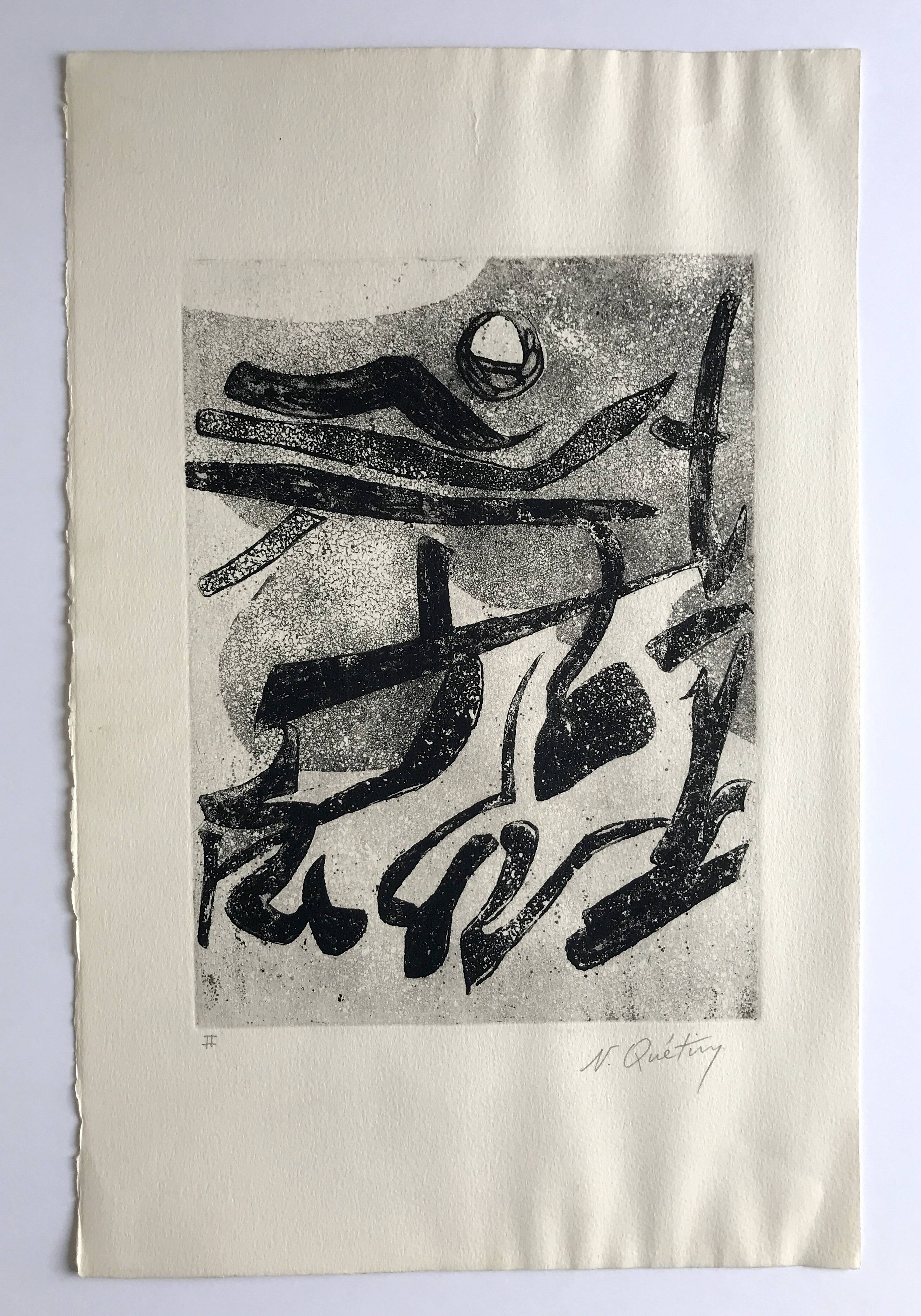 Nicole quétin, the night, c. 1990. etching signed in pencil