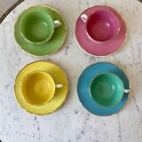 Lot de 4 tasses Digoin Sarreguemines pastel années 50-60