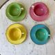 Set of 4 cups Digoin Sarreguemines pastel years 50-60