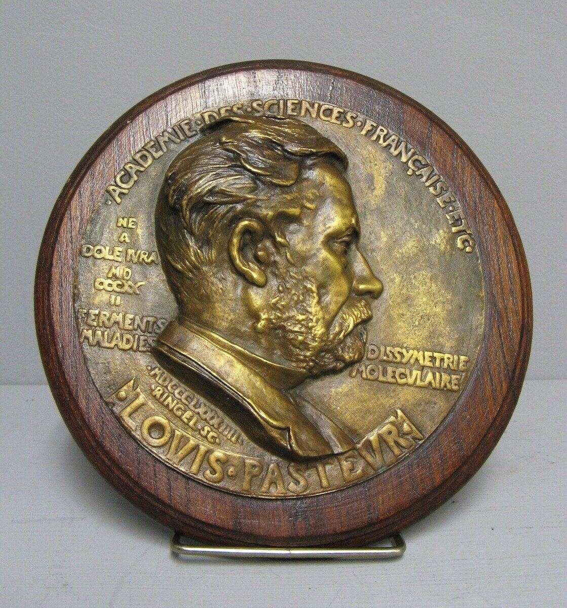 Louis Pasteur bronze medallion by Ringel d'Illzach