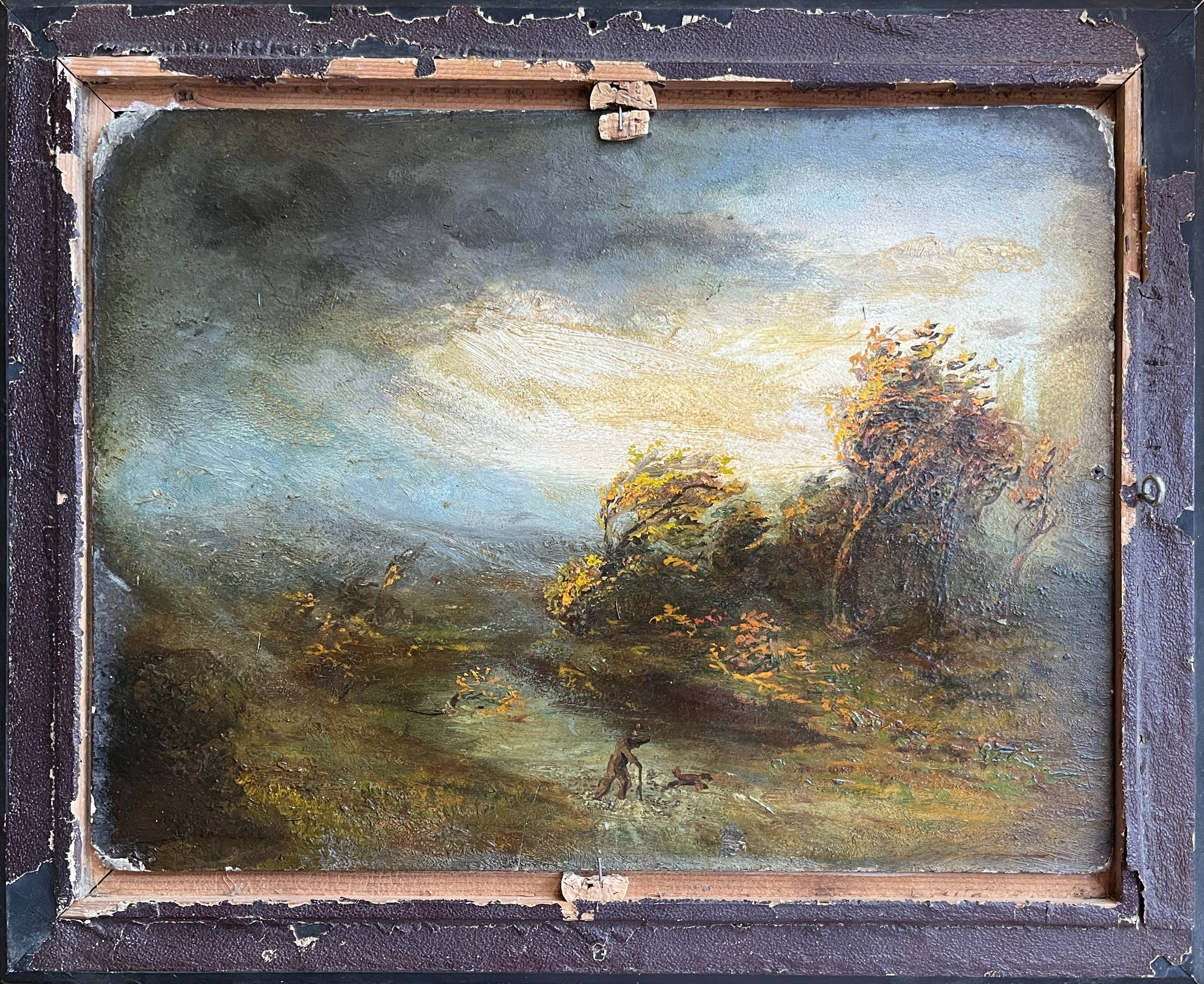 HSP painting "Romantic portrait" young man two-sided 19th century