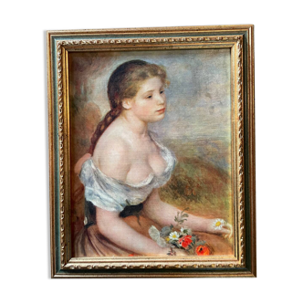 Paintings a young girl with flowers