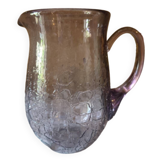 Purple cracked glass pitcher