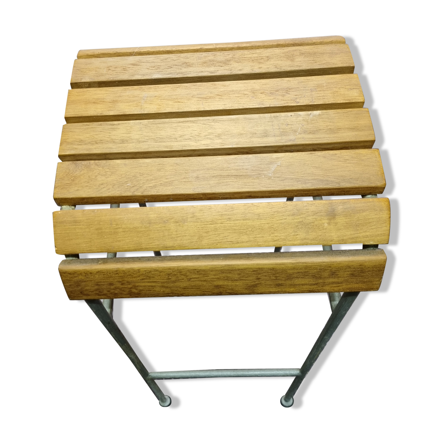 Vintage bar stool made of wood and metal