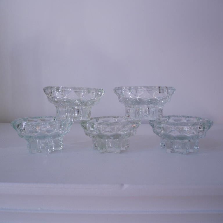 Set of 5 glass candle holders, star shape
